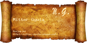 Mitter Gyula névjegykártya